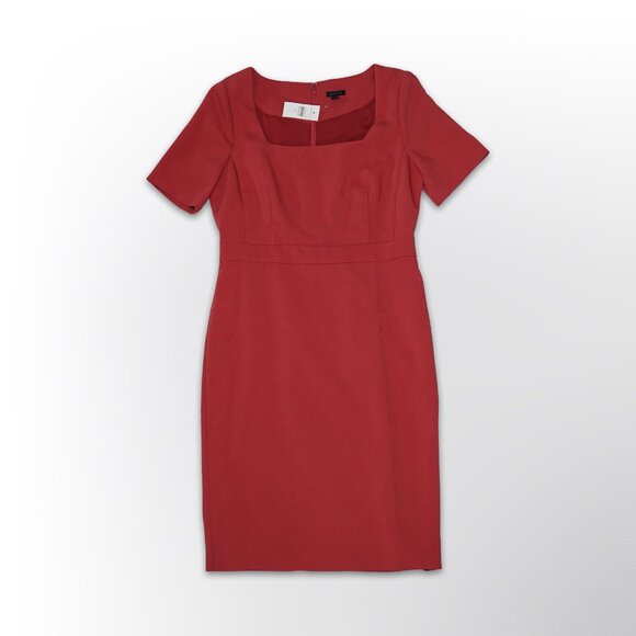 Ann Taylor Women's Cherry Red Square Neck Sheath Dress - 10 - Picture 1 of 2